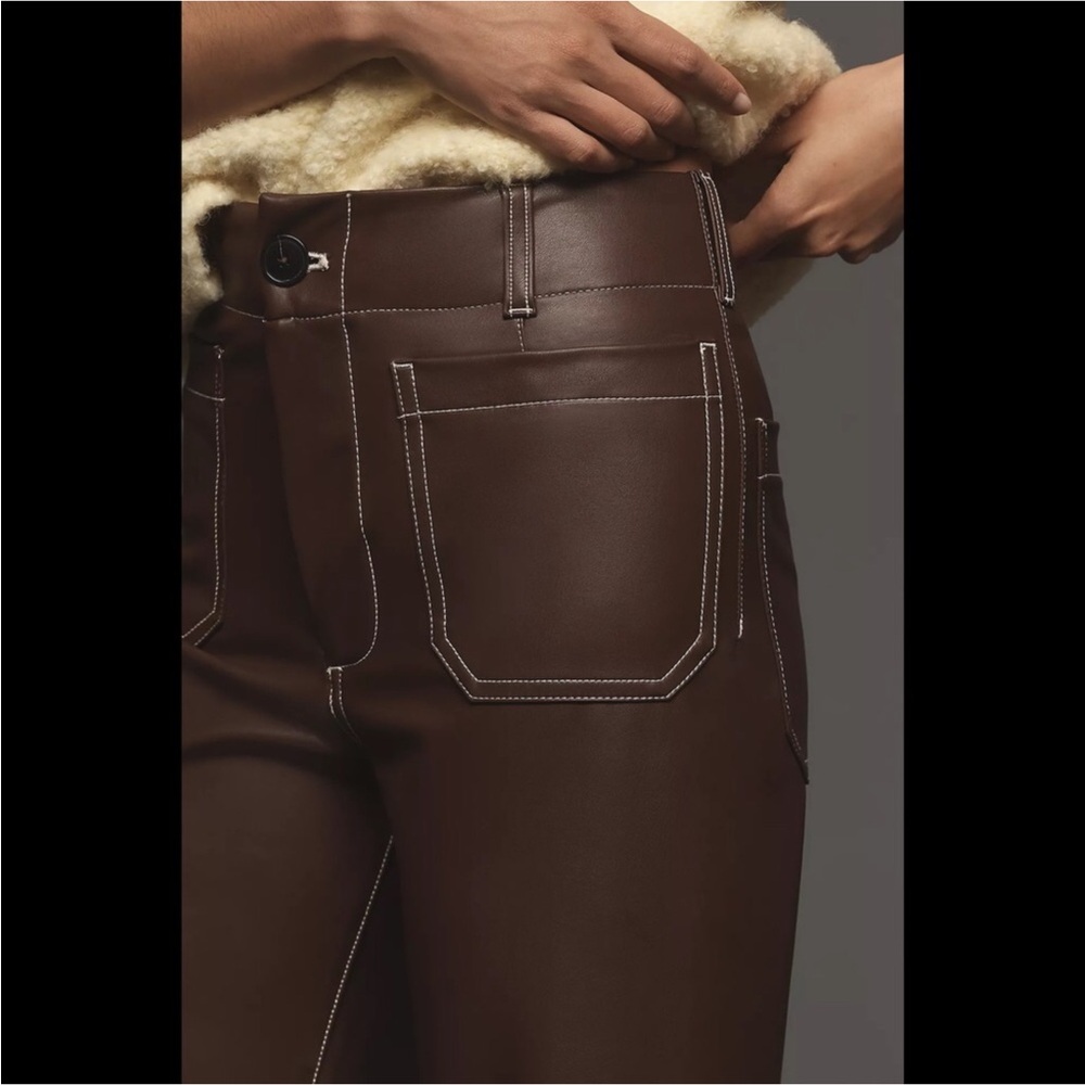 “MAEVE” Anthropologie Vegan Leather Colette Cropped Wide Leg Pant - Picture 3 of 16